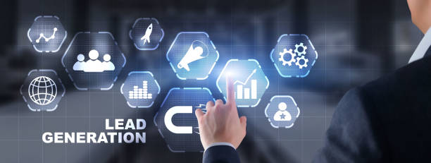 istock Businessman presses finger on the virtual screen Lead Generation 1399794076