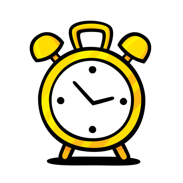 Clock Doodle 6 Vector illustration of a hand drawn gold clock against a white background. going to bed cartoon stock illustrations