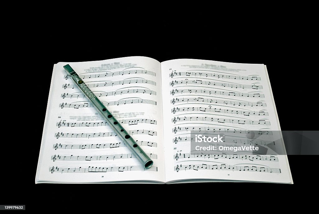 Musique-Livre avec sifflet - Photo de Flûtiau libre de droits