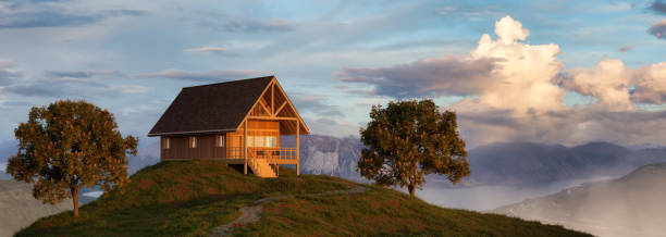 istock A-frame Cabin home on top of a mountain. 1399801897
