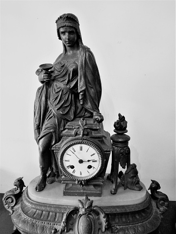 Antique metal table clock.