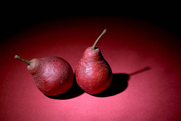 two pears on violet stock photo