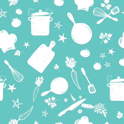 Cute Doodled Seamless Cooking Pattern