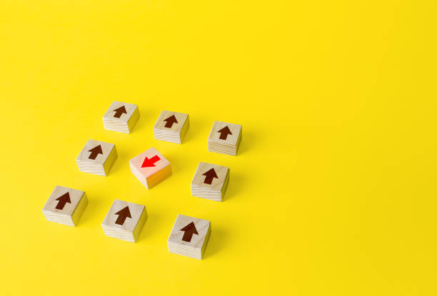 istock Deviation from the intended path. Choose an alternative way. Thinking outside the box. Atypical leadership thinking qualities. Conformism denial. New opportunities. Correction of errors, fix faults. 1399807300