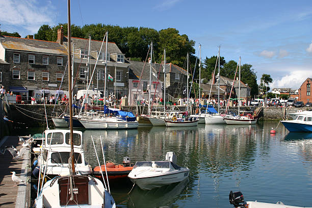 istock Boats parked along the docks at Padstow Harbor 139980792