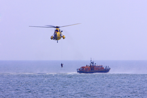 A Rescue Helicopter saving a life