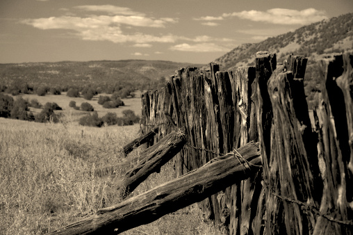 An old fence in sepia