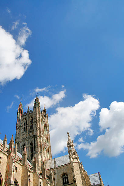 Canterbury cathedral and sky (room for text) Clouds drift over the magnificent building in Kent anglican eucharist stock pictures, royalty-free photos & images