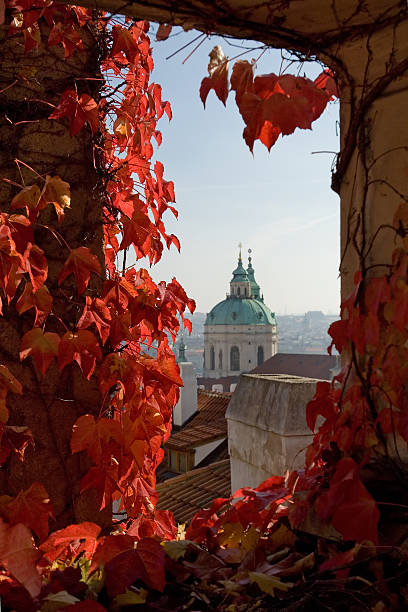 autum 프라하 - medieval autumn cathedral vertical 뉴스 사진 이미지