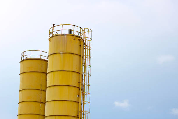 Yellow cement or concrete mixing plant