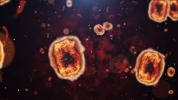 モンキーポックスウイルス - blood cell blood red blood cell microscope ストックフォトと画像