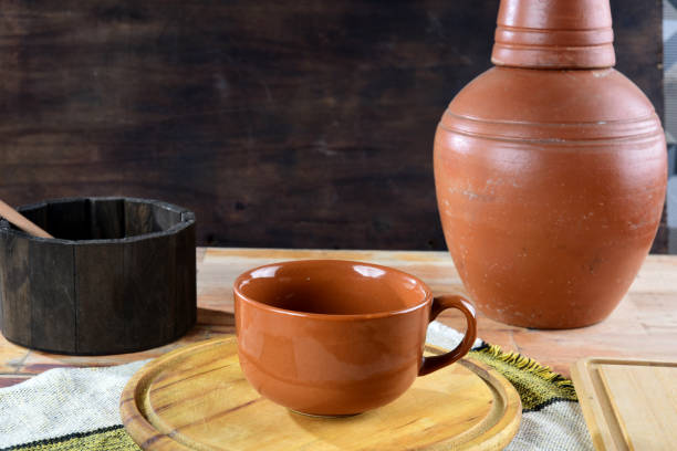 istock large empty cup for broth, soup and coffee, on the wooden table 1399818278