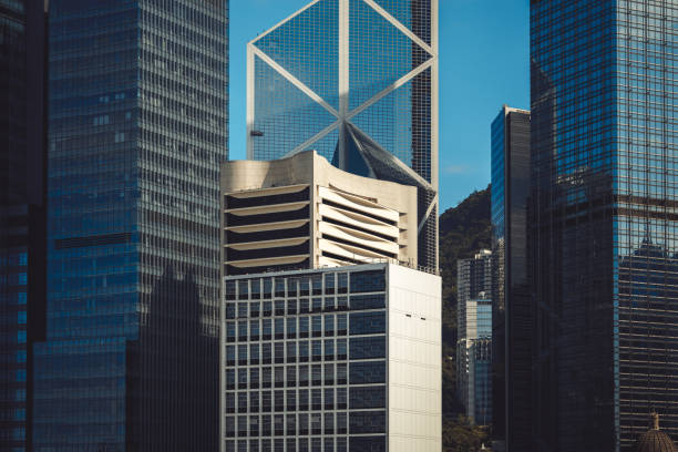 Modern office building close up in Hong Kong