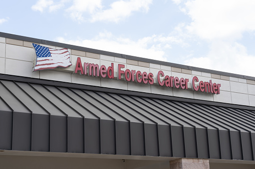 Orlando, Fl, USA - January 5, 2022: An Armed Forces Career Center in Orlando, Fl, USA. Armed Forces Career Center is a Military recruiting office providing Career guidance service.