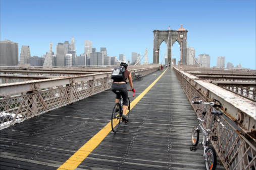 Brooklyn Bridge cyclist