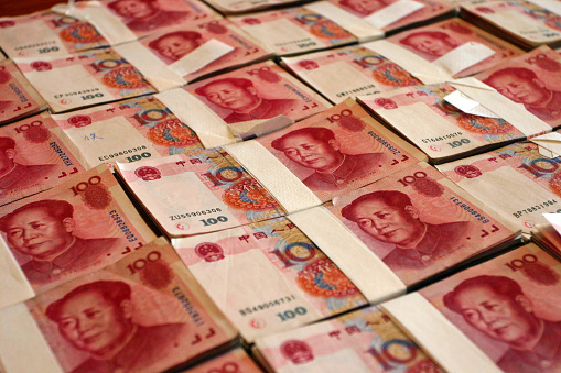 Wads of Chinese Yuan