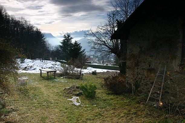 village atmosphere in France stock photo