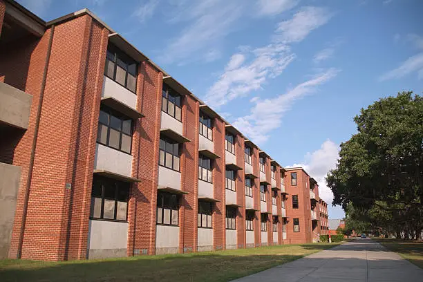 Sunny shot of a barracks building at US Marine Corps Recruit Depot Parris Island, SC.