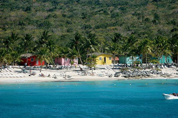 caribbean houses stock photo