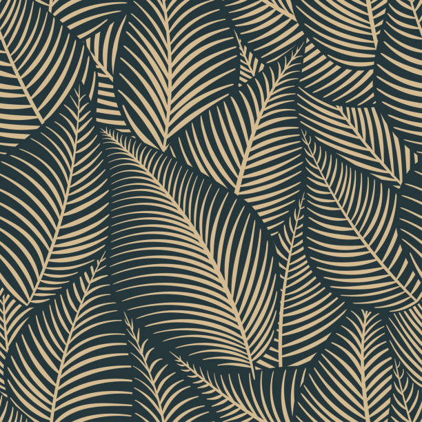 бесшовный узор листьев, векторный фон - foliate pattern stock illustrations