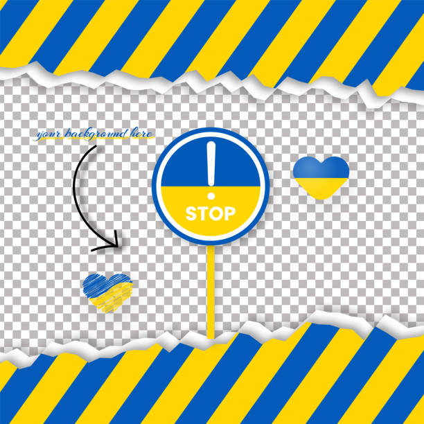 istock Stop war, save ukraine and pray for ukraine design. Peace concept with ukraine national flag, heart shape and ukraine map elements on blue and yellow background 1399840686