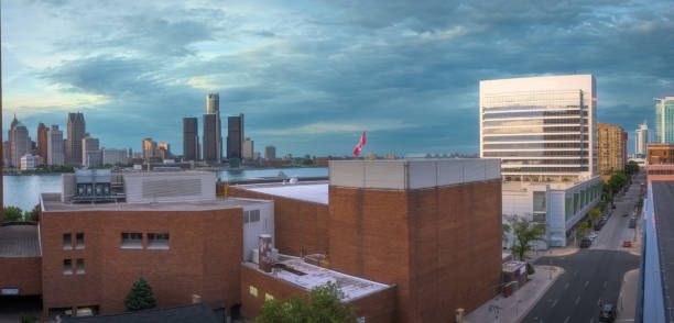 The Detroit and Windsor Skyline at Dusk