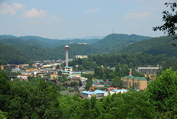 gatlinburg, dans le tennessee - roof gatlinburg mountain wood photos et images de collection