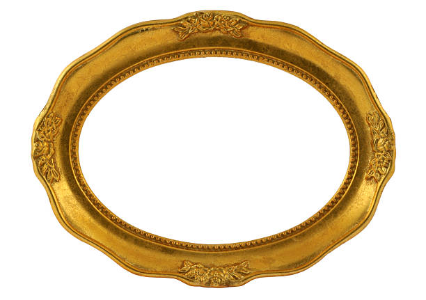 dourado moldura oval - frame ellipse gold paintings imagens e fotografias de stock