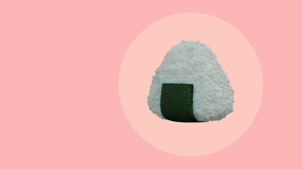 3D Rendering Onigiri Rice Ball 3D Illustration Background. Onigiri is a popular local dish from Japan.