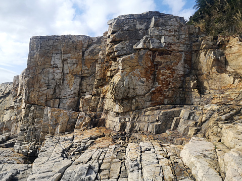 Rock formation on the coast at Ap Lei Pai island, Hong Kong