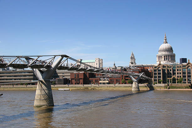 St Pauls and Millennium Bridge stock photo