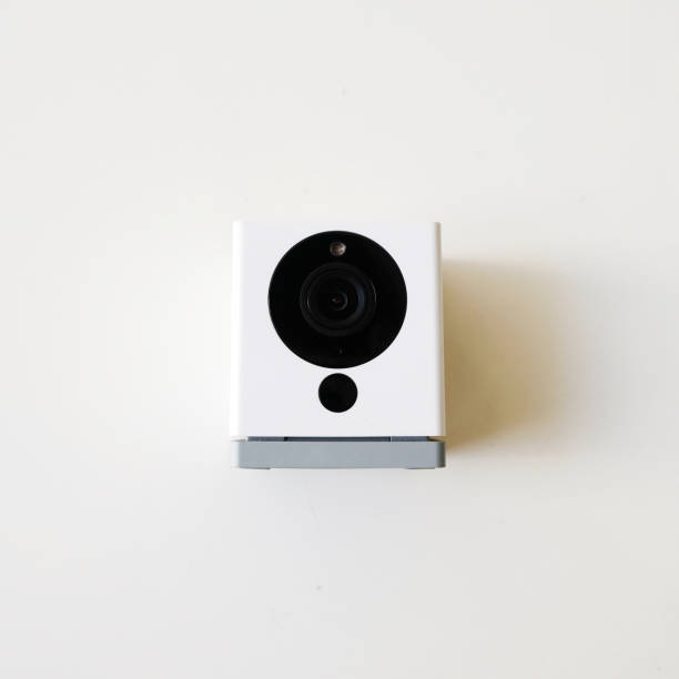 istock Electronic Digital Sensor CCTV Camera Lens with Infra Red Feature for Home Security Crime Prevention in White Isolated Background 1399854716