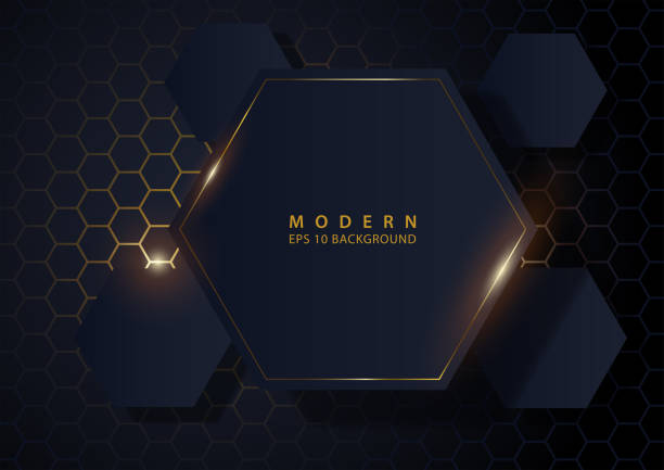 Luxurious abstract hexagonal shapes background Luxurious abstract hexagonal shapes background, vector illustration black and gold business cards stock illustrations