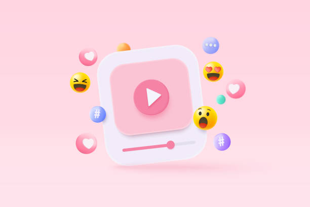 istock 3d social media with live streaming and emotion on frame in pink background. Social media online playing video for make money passive income concept. 3d live entertainment vector render illustration 1399861929