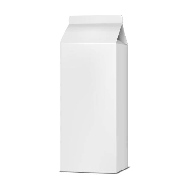 istock Blank white tall gable top carton realistic vector mockup. Paperboard box for milk, juice or other food product mock-up 1399864220