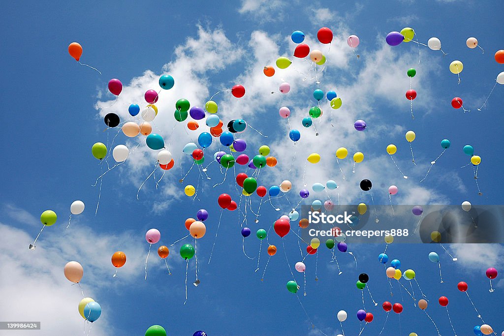 Flying Balloons - Variation Balloons flying into the sky. Balloon Stock Photo