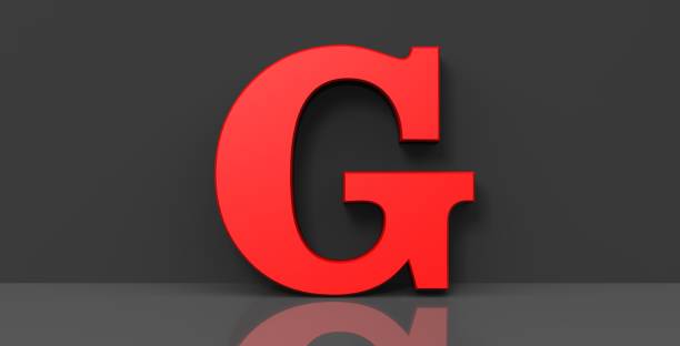 istock G letter red sign capital letter on black background 3d rendering 1399866622