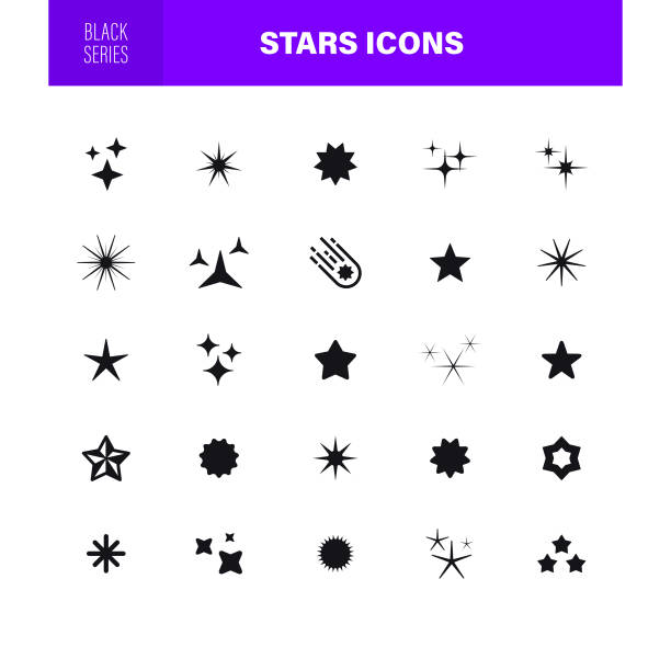 stars icons. black series. the set contains icons as sparkle, falling star, firework, twinkle, glow, star shape, celebritie, - stars stock illustrations