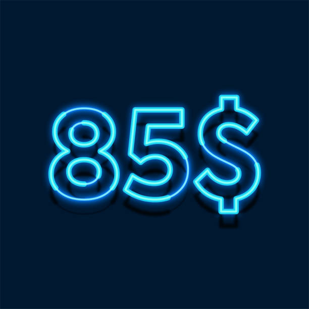 istock Neon Dollars 85$ price symbol design. Enjoy Special offer 85 dollar sign on green background 1399867877