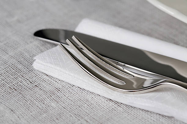 fork and knife stock photo
