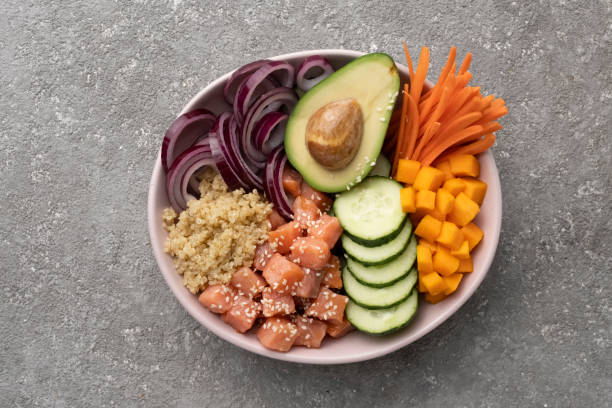 istock Poke bowl Quinoa with salmon and vegetables 1399871609