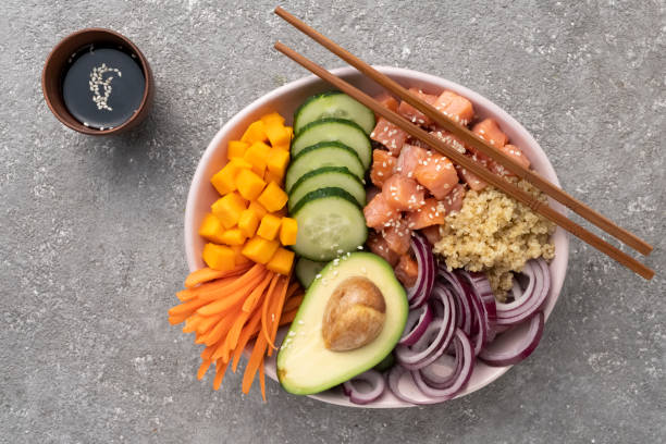 istock Poke bowl Quinoa with salmon and vegetables 1399871834