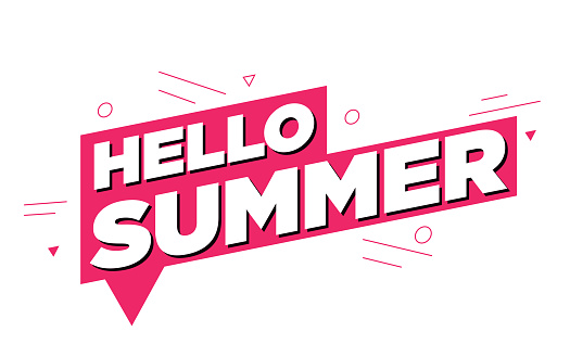 Lettering composition of Hello Summer Vacation stock illustration. Banner template vector illustration