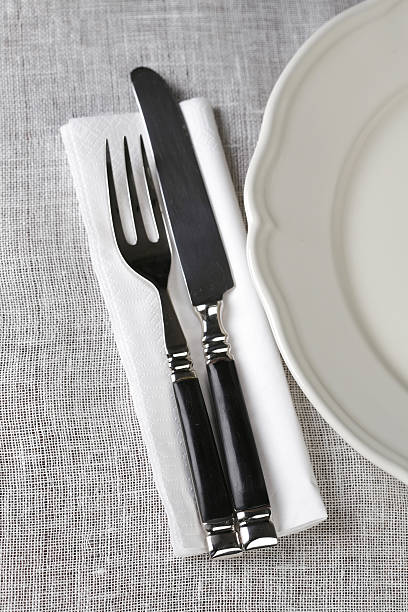 fork and knife stock photo