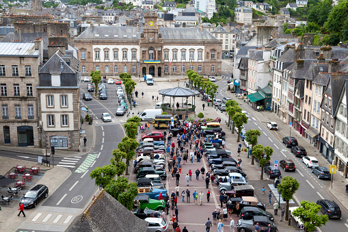 Morlaix, France - May 22 2022: Car exhibition organized free of charge in front of the town hall the day after the 26th hike in the country of ferns (French: 26e randonnée du pays de fougères).