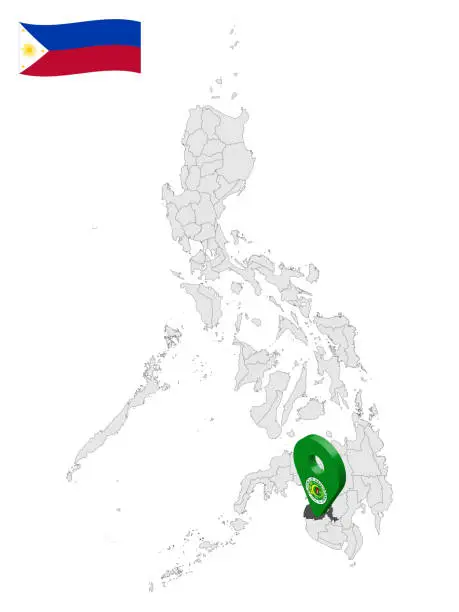 Vector illustration of Location Province of Maguindanao on map Philippines. 3d location sign  of Province Maguindanao. Quality map with  provinces of  Philippines for your design. Vector illustration. EPS10.