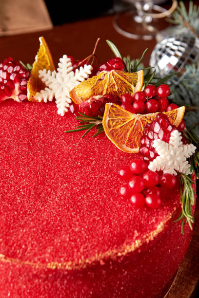 istock Red velvet cake decorated for Christmas. 1399876887