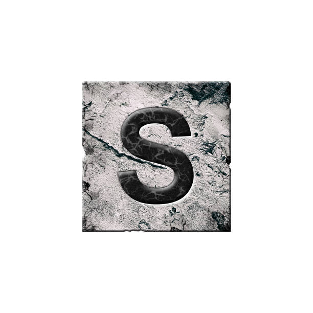 Letter S. Alphabet on stone blocks. Isolated on white background. Education.