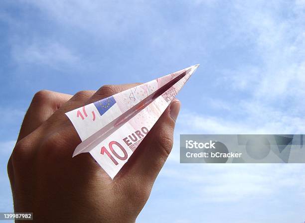 Euro Airplane Stock Photo - Download Image Now - Currency, Paper Airplane, Air Vehicle