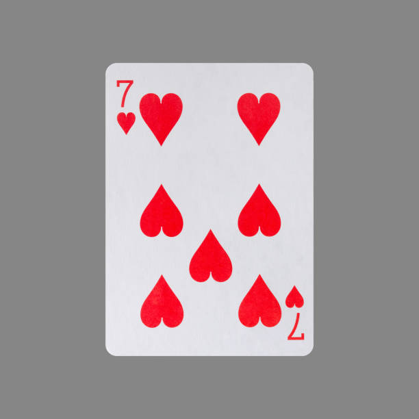 seven of hearts. isolated on a gray background. gamble. playing cards. - rummy leisure games number color image imagens e fotografias de stock